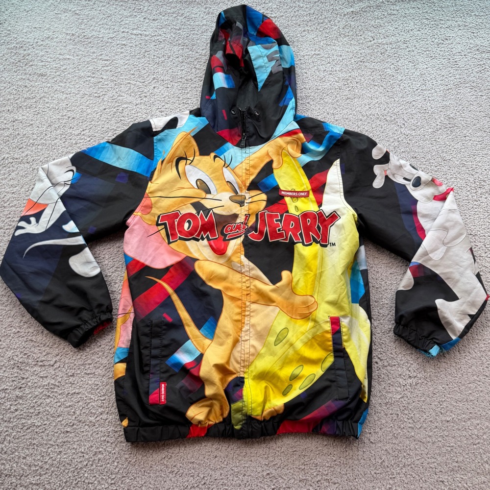 Members Only Tom and Jerry Windbreaker Jacket Mens Medium Multicolor MW090405
